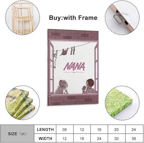 Szzmyo Poster décoratif sur toile Motif Nana pour chambre à coucher, salon, salle de bain, salle de classe, bureau, réception, dortoir, art artistique 30 x 45 cm sans cadre style - Nail Gallerys