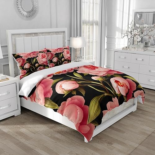 Luowei Parure de lit 135 x 200 cm - Motif floral jaune - 3D - En microfibre douce et douillette - Avec fermeture éclair et taie d'oreiller de 80 x 80 cm - Avec fermeture éclair - Nail Gallerys