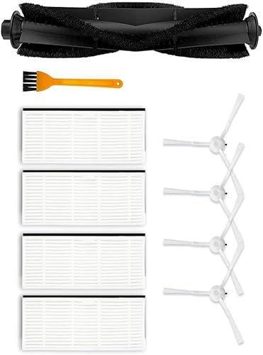 Lot de 10 pièces de rechange pour aspirateur robot pour Ultenic pour T10, 1 brosse principale + 4 filtres + 4 brosses latérales + 1 brosse de nettoyage - Nail Gallerys