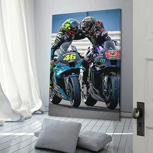 YURUOXIMAO Toile Peinture Senza Cornice Fabio Quartararo Moto Corse Tela Decorativa Wall Art Soggiorno Poster Camera da letto 50 * 70cm - Nail Gallerys