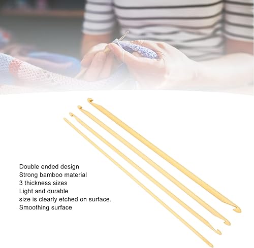 Crochets Tunisiens, Crochets à Double extrémité en Bambou, 4 Pièces de 9,4 Pouces de Long, Tailles Assorties, Antidérapants, Couture de Tricot - Nail Gallerys