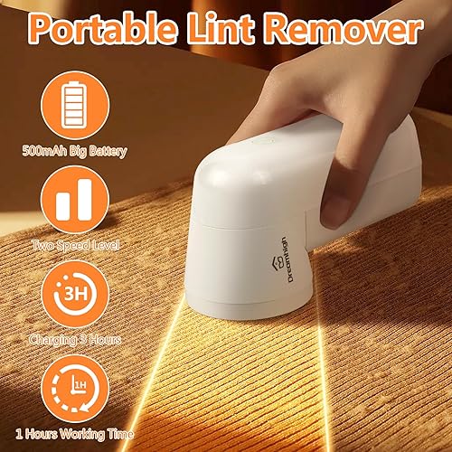 Dreamhigh® Rasoir Anti Bouloche Électrique, Portable Anti Bouloche Vetement Rechargeable Câble USB, Bouloche Appareil avec 1 Lame Rechange, 2 Vitesses Ajustables, Spécial pour Votre Famille - Nail Gallerys