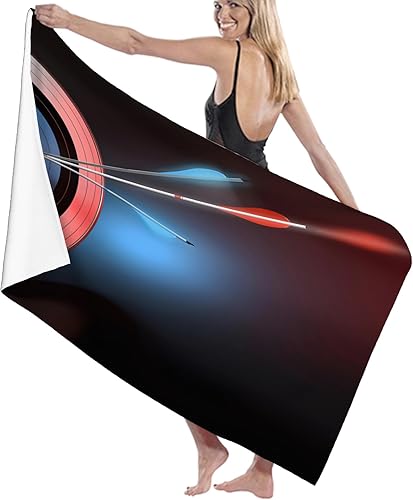 Serviette de Plage Tir à l'arc, 3D Simple Serviette de Bain Microfibre, Drap de Plage Séchage Rapide e Anti Sable pour Piscine Voyage Couverture, 80x160 cm - Nail Gallerys