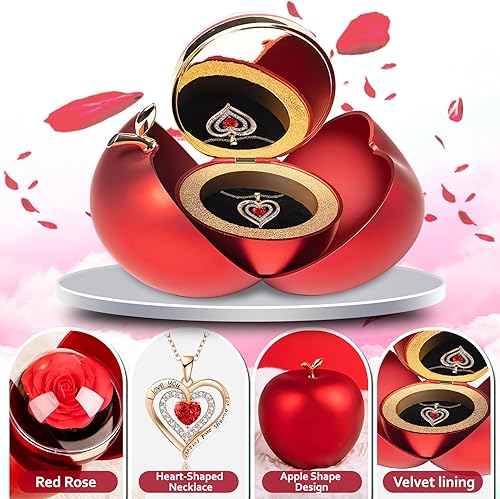 goldmiky Coffret Rose Eternelle avec Bijoux, Cadeau Fleur Rose Conservée à la Main, Cadeau Femme pour Elle la Noël,La Saint-Valentin,Fête des mères, Anniversaire - Nail Gallerys