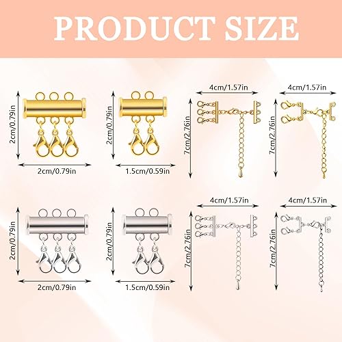 8 pcs Fermoirs Magnetiques pour Colliers et Bracelets, Or et Argent, Multi-Rang Fermoir Collier, fermoir magnetique - Nail Gallerys