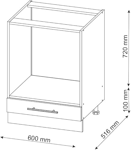 Vicco Meuble pour Four Fame-Line, Chêne de Force doré/Anthracite, 60 cm sans Plan de Travail - Nail Gallerys