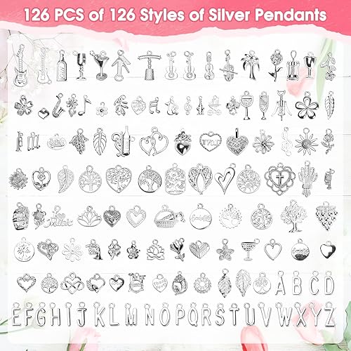 RISF Lot de 126 pendentifs en métal - Pour bracelets - Breloques esthétiques - Pour bricolage de collier, bracelet, boucles d'oreilles, 1, Zinc, Alexandrite créé - Nail Gallerys