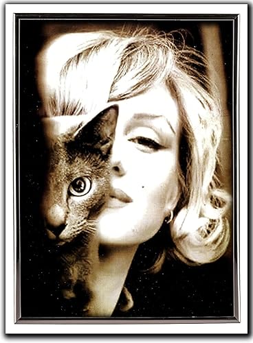 KUSTOM ART HollYwood Marilyn Monroe Poster mural décoratif avec chat imprimé artistique sur papier couché 40 x 30 cm sans cadre - Nail Gallerys