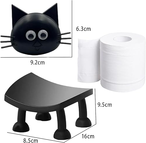 Porte-rouleauD de Papier Toilette en Forme de Chat – Porte-Papier Toilettes Amusant sur Pied – Porte-rouleauD de Papier Toilette imprimé en 3D Noir – Rangement hilarant pour rouleauD de Papier - Nail Gallerys