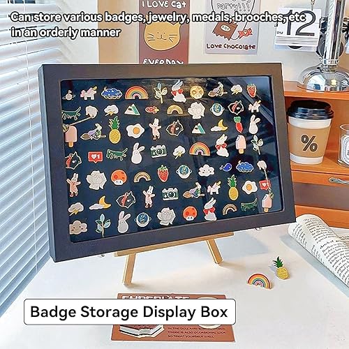 Agatige Vitrine à épingles, Couvercle en Verre Transparent Anti-poussière Porte-épingles Organisateur De Broches Boîte de Présentation de Badges Vitrine à Bijoux à épingles pour Barre Bijoux(Moyen) - Nail Gallerys