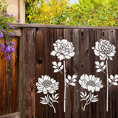 JSRQT 7 Pièces Pochoir Peinture Grands Fleurs,Pochoir pour Dessin Avec Modèles Rose,Modèles Réutilisables pour Clôture de Jardin Bois Meubles Mur Maison Décor (30 x 25.5cm) - Nail Gallerys