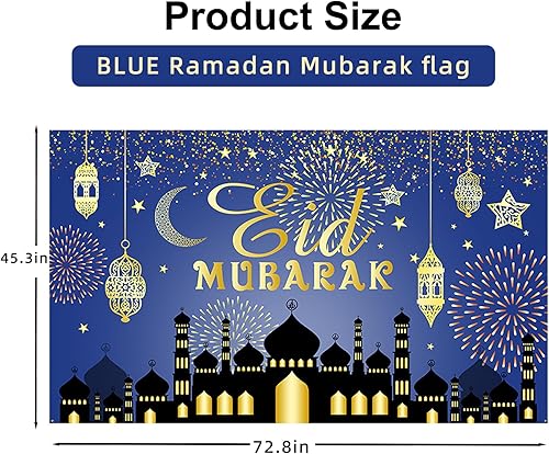 KAYEF toile de fond eid mubarak, 1 piece 110x185bannière eid mubarak, toile ramadan, muslim background banner, affiche eid mubarak eid party supplies,B - Nail Gallerys