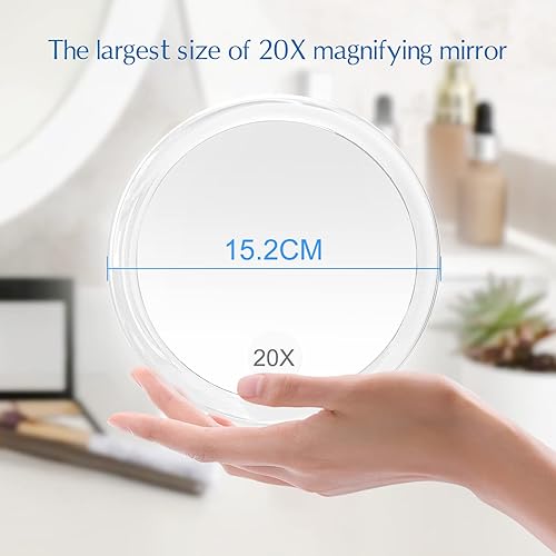 B Beauty Planet Miroir grossissant 20x avec Ventouse(15,2 cm de diamètre),Miroir rapproché pour des détails précis du Maquillage, Super grossissement - Nail Gallerys