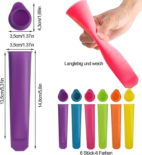 Lot de 6 moules à glace en silicone - 6 couleurs - Réutilisables - Pour réaliser des popsicles à glace DIY - Nail Gallerys