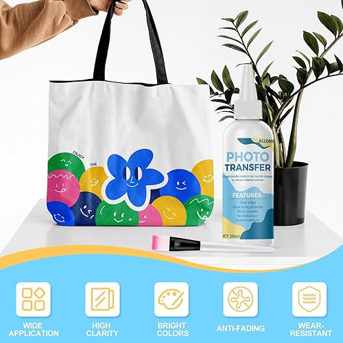 Allony Médium Transfert Transparent, Foto Transfer Potch Médium, Vernis Transfert Photo, Gel Medium pour Transfert, pour Transférer Impressions Coupures de Pesse et des Photos - Nail Gallerys