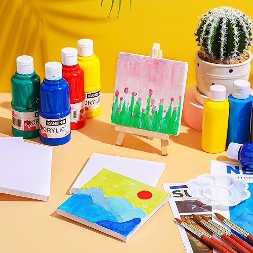 WOOLUCK® Lot de 50 Toile à Peindre 10x10cm,Coton Toile Vierge Pré-Étirée,pour peinture adolescents art enfants bricolage huile acrylique - Nail Gallerys