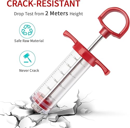 Ofargo Seringue alimentaire, seringue viande avec 2 Aiguilles, injecteur de marinade pour Boeuf, Poulet, pâtisseries, BBQ; seringue à marinade capacité de 30 ml/1 oz - Nail Gallerys