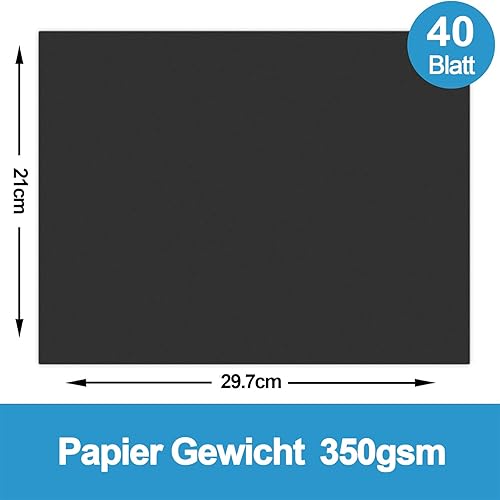 Lot de 40 feuilles de carton ivoire - 350 g - Carton photo DIN A4 - Blanc naturel - Papier coloré crème - Nail Gallerys