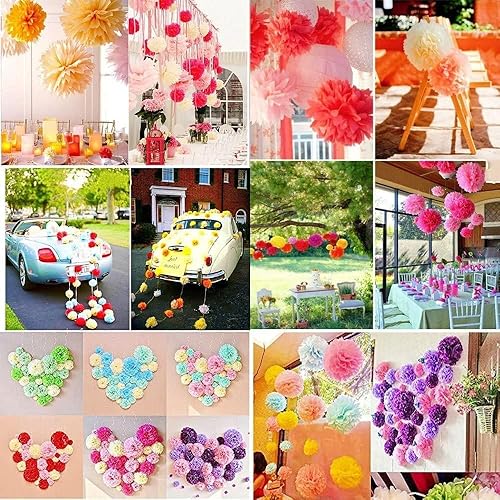 Lot de 12 pompons décoratifs en papier de soie - Fleurs - Papier décoratif - Pour fête, mariage, festival, anniversaire, baby shower, Noël, jardin, décoration - Argenté - Nail Gallerys
