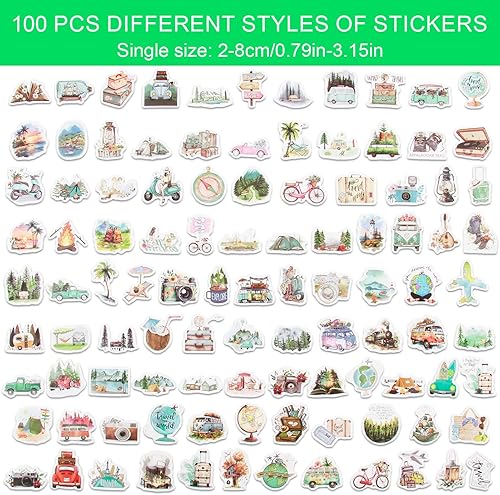 Lot de 100 autocollants de scrapbooking pour voyage, Kindle pour sticker Book, l'esthétique de fille comme accessoire de journal, voyage, vacances, petite fille pour ordinateur portable, téléphone - Nail Gallerys