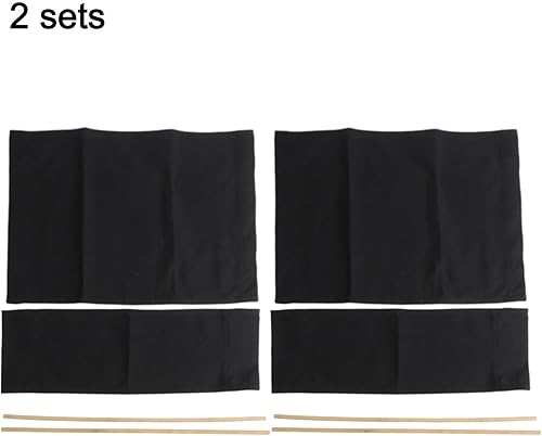 WIIYENA Lot de 2 housses de siège de rechange pour chaise de directeur, siège et dossier avec deux baguettes en bois, housses de rechange en toile lavables (noir) - Nail Gallerys