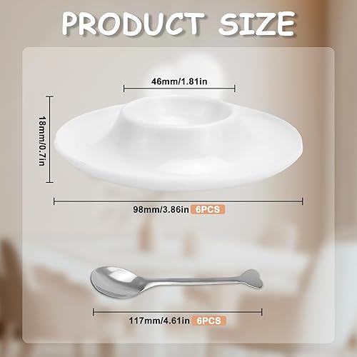 KXVXXV Lot de 6 coquetiers en plastique blanc pour enfants et camping - Empilables avec cuillère avec plateau - En plastique - Nail Gallerys