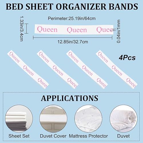 GORGECRAFT 8 Pièces Bandes Organisateur de Draps de Lit Étiquettes de Linge Bande de Literie Garde-Draps Organisation de Placard Mot Roi pour Roi Reine Twin Ensembles de Lit Pleine Grandeur, Noir - Nail Gallerys