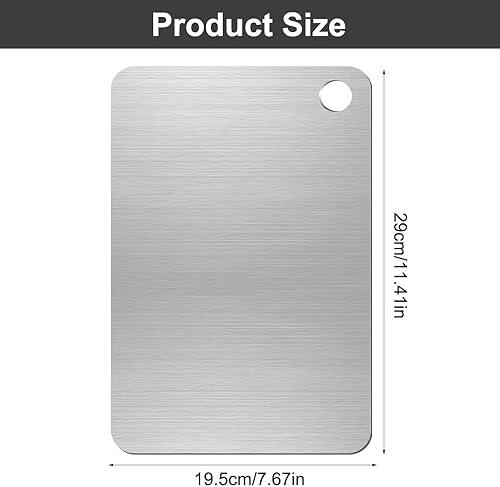 Planche à Découper en Titane et Acier Inoxydable, Planche a Decouper 304 Inox pour Cuisine, Planche à Découper Double Face de Alimentaire, Antibactérien, pour Viande, Fruits, Légumes, 29×19.5cm - Nail Gallerys