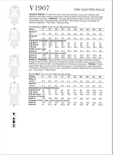 Vogue Patterns V1907B5 Robe pour femme B5 (36-38-40-42-44) - Nail Gallerys