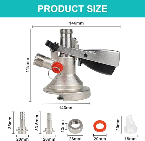 CPROSP Raccord de Fût pour Machine à Bière Type S, Raccord de Coupleur de Fût Filetage G5/8, avec Soupape de Sécurité, Idéal pour Brassage à Domicile, Bars, Restaurants, Fêtes. - Nail Gallerys