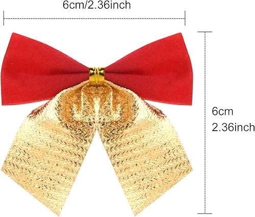 TUPARKA 48 Pièces Noeud de Ruban de Noël Ornements Arbre de Noël Bowknot Décoration Cadeaux de Noël Présente Emballage Fournitures Artisanales (4 Couleurs) - Nail Gallerys