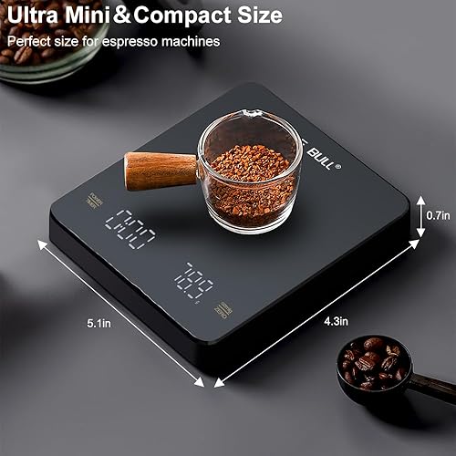 OBEST Balance à Café Numérique avec Minuterie,3kg/0.1g Balance à Café Rechargeable de Haute Précision,Mini Balance de Cuisine Électronique Portable avec Affichage LED et Minuterie Automatique - Nail Gallerys