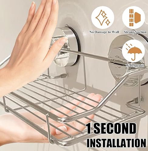 HJZ Serviteur de Douche,Etagère Sans Forage Panier Rangement Douche Acier Inoxydable Murale Organiseur Rack pour Cuisine de Salle de Bain Spice Shampoing - Nail Gallerys