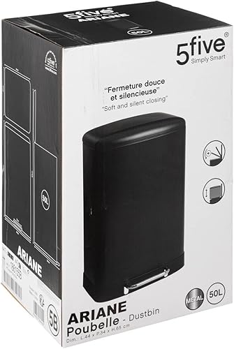 5 five simply smart Poubelle à pédale ariane métal 50l noir - Nail Gallerys