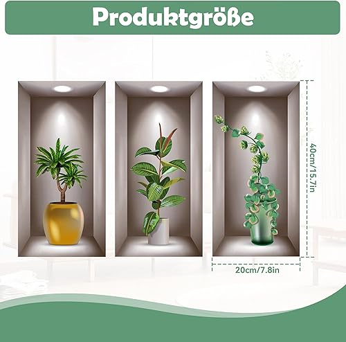 Autocollant mural 3D amovible en PVC Bonsaï Décoration murale créative Plantes Vertes Florales Arbre BonsaïStickers Muraux Plante Tropical Autocollants Décoration Murale pour Salon Chambre Cuisine (D) - Nail Gallerys