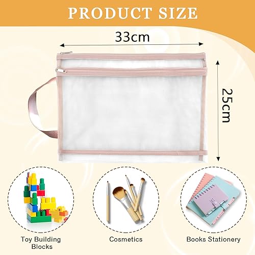 Lot de 10 pochettes en maille à fermeture éclair, format A4 coloré en nylon double couche, ensemble de blocs de construction pour jouets pour enfants, sacs respirants à fermeture éclair transparente - Nail Gallerys