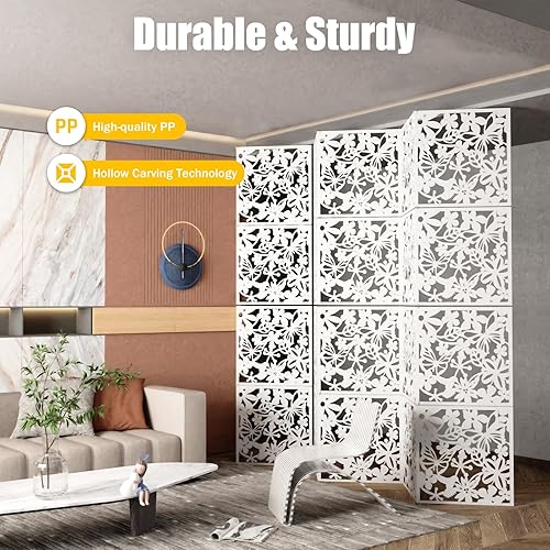 Lot de 12 séparateurs de pièce à suspendre, 40 x 40 cm, en PVC, pour décoration intérieure, salon, salle à manger, chambre à coucher, blanc, motif floral - Nail Gallerys