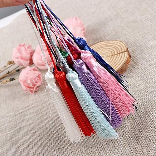 Accessoires rétro en soie mélangée - Pendentifs pour rideaux de voiture, boucles d'oreilles, porte-clés, franges (rouge vin) - Nail Gallerys