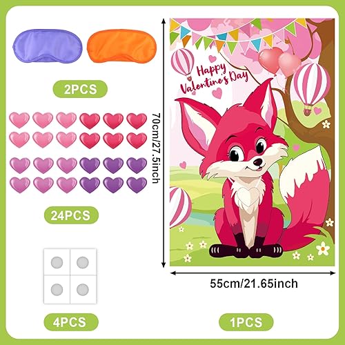 Jeu Pin The Heart Para Saint-Valentin, Amusants Jeu Fête Anniversaire Enfants, Jeux de Fête pour Saint-Valentin Jeu Pin pour Anniversaires d'enfants Familles Couples Amis Adultes (Renard) - Nail Gallerys