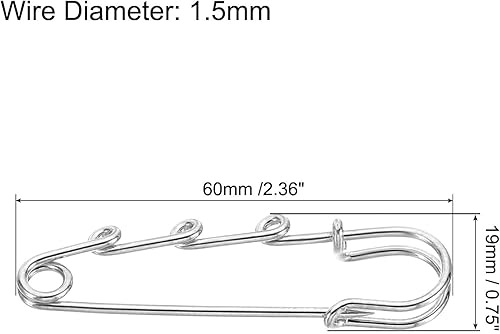 sourcing map Lot de 20 broches à 3 trous en métal de 6,1 cm pour collier de femme, vêtements, robe, pantalon, jupe, taille argentée - Nail Gallerys