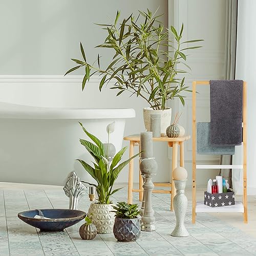 relaxdays Porte Pied, Support pour Serviettes de Bain, 3 Barres, Bambou Rangement, 103x41x28 cm, Nature, MDF, 103 x 41 x 28 cm - Nail Gallerys