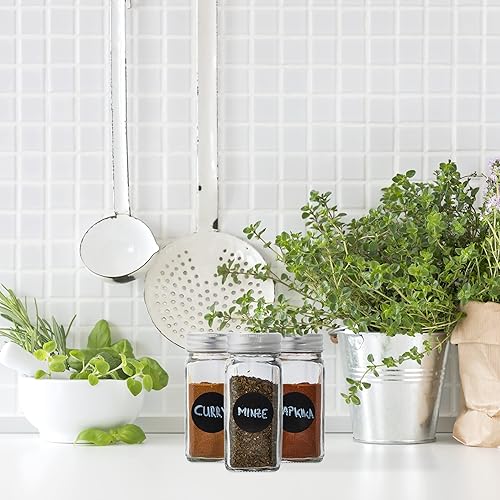 Relaxdays Lot de 36 Pots à épices, avec Entonnoir, Verres à Condiments, avec étiquettes, 120 ML, Verre, Transparent - Nail Gallerys