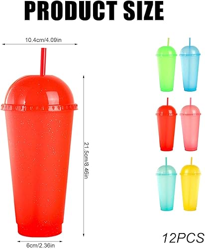 GOMETY Lot de 12 Gobelets en Plastique Réutilisables pour Enfants, 700 ml Gobelet Paille avec Couvercles et Pailles, Gobelets de Fête 6 Couleurs Vives Idéal pour Café Glacé Smoothies Fêtes(Sans BPA) - Nail Gallerys