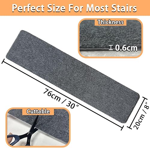 Aucuda Lot de 15 tapis d'escalier intérieur antidérapant 76 x 20 cm pour marches en bois, autocollant antidérapant pour protection des escaliers, tapis d'escalier antidérapant pour enfants, personnes - Nail Gallerys