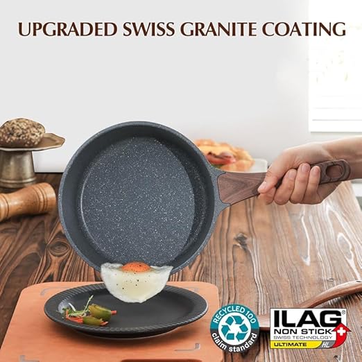 SENSARTE Casserole 22cm, 3L avec Couvercle En Verre, Revêtement Granit antiadhésif, Poignée thermo-isolée, Petite Casserole Induction, Compatible Lave-Vaisselle - Nail Gallerys