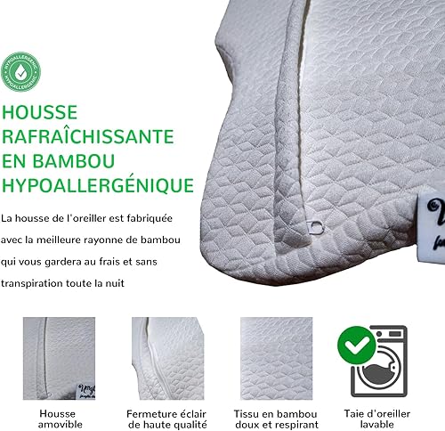 Umyth Oreiller Ergonomique Cervical à Mémoire de Forme en Bambou pour la Nuque, Oreiller en Mousse à Mémoire de Forme,Oreiller Confort pour Les Dormeurs sur Le Côté, Le Dos et Le Ventre - Nail Gallerys
