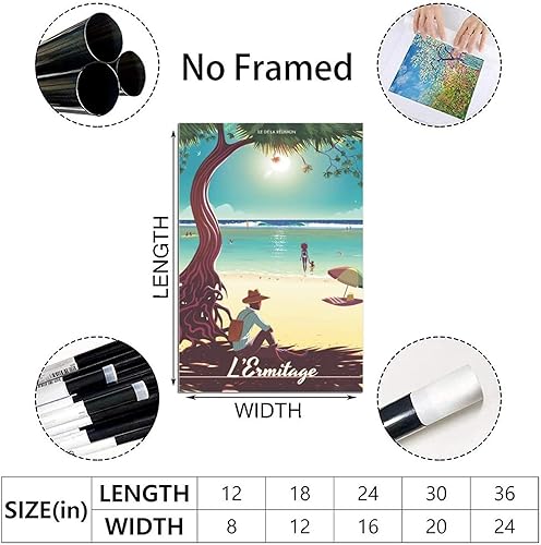 RMLKS Poster de voyage vintage Ile de la Réunion Décoration murale Cadeau - Nail Gallerys