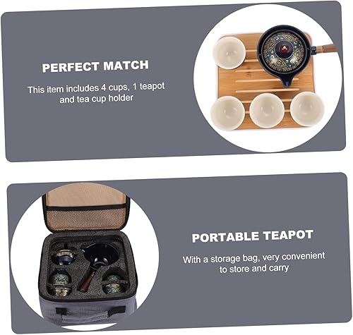 CIYODO Service à thé Kung Fu infuseur Porcelaine bouilloire avec pot Portable petit théière vaisselle de voyage kit de thé kung-fu vaisselle de kung-fu céramique Blue - Nail Gallerys