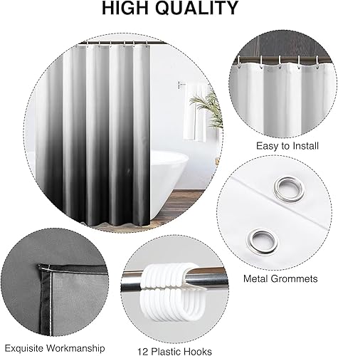 Rideau de Douche 200 x 180 cm Blanc Motif Rideau Douche Anti Moisissure,Imperméable, Lavable, Séchage Rapide Shower Curtain avec 12 Crochets, pour Baignoire, Décoration de Salle de Bain (Fleur) -ly71 - Nail Gallerys