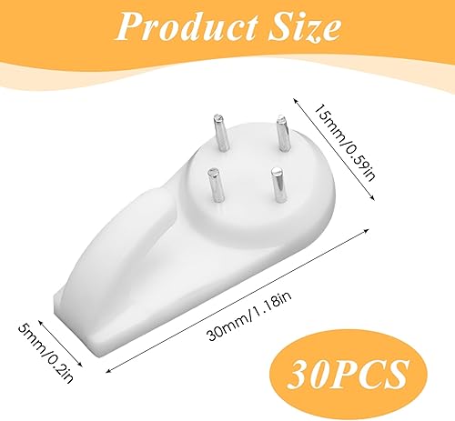 30 Pièces Crochets Muraux pour Tableaux Cadres Photos Miroirs, Kit de Suspension avec Clous, Crochets en Plastique et Acier pour Mur Béton Bois Plâtre Décoration Maison Facile à Installer - Nail Gallerys